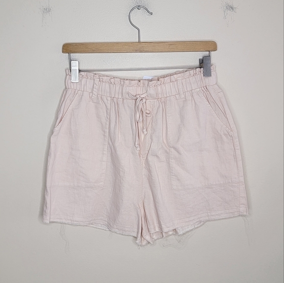 NWT Cloth & Stone | Linen Blend Beige Drawstring Shorts with Frayed Hem Small - Picture 1 of 5